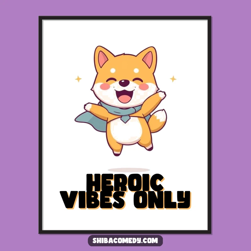 Funny Shiba Inu Cape Poster: Wall Art for Super Fans