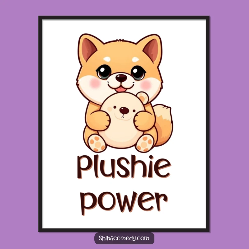 Funny Shiba Inu Poster: Big Eyes, Plush Toy, Charming Wall Art for Dog Fans