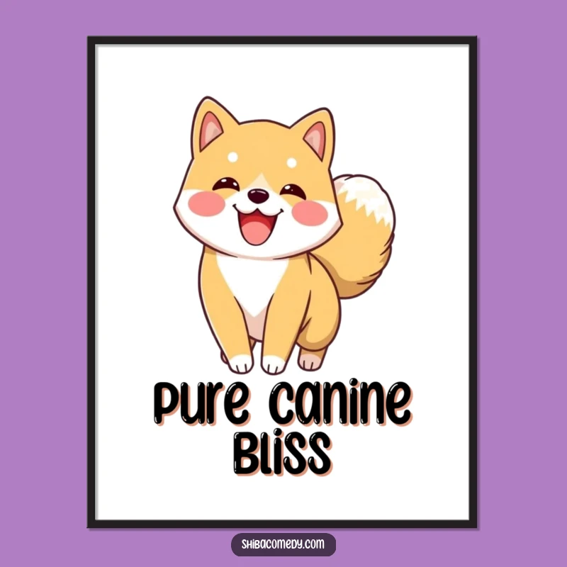 Funny Shiba Inu Tail Wag Poster: Decorate with Hilarious Canine Excitement!