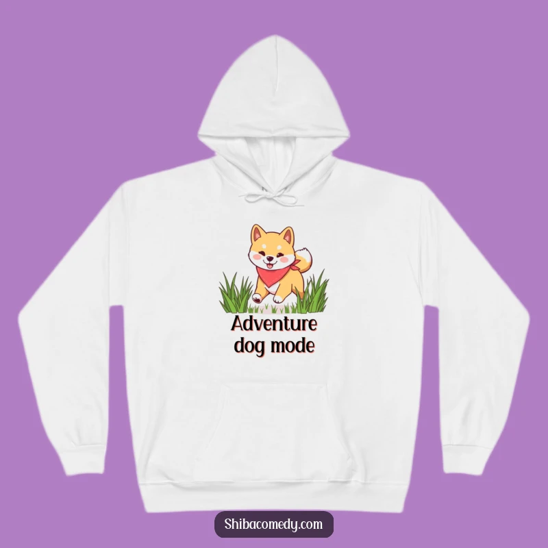 Cozy Funny Shiba Inu Bandana Grass Hoodie, Warm and Energetic Funny Gift