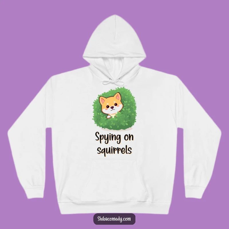 Cozy Funny Curious Shiba Inu Bush Hoodie: Warm Dog Lover Apparel Gift
