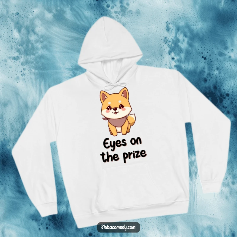 Funny Alert Shiba Inu Hoodie: Warm sweatshirt featuring a Shiba Inu wearing a bandana, looking alert and watchful.