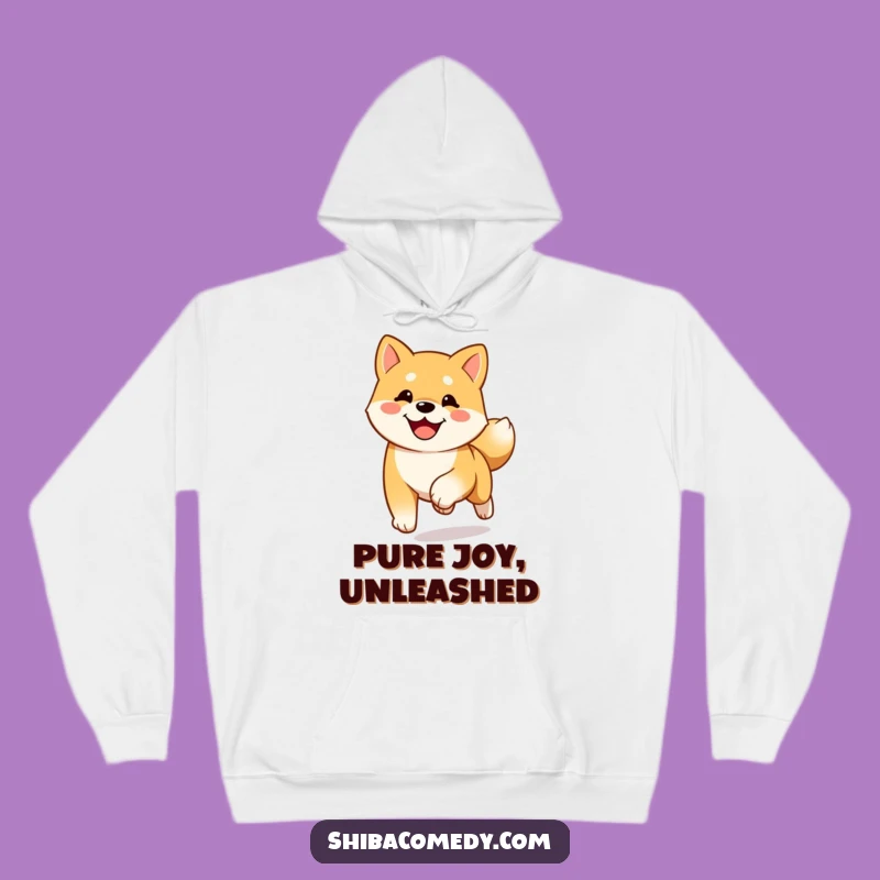 Funny Happy Shiba Inu Running Hoodie: Cozy Energetic Dog Gift
