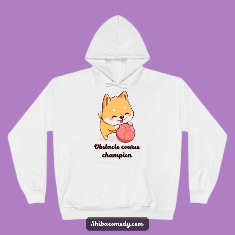 Funny Shiba Inu Rolling Ball Hoodie - Cozy and Hilarious Dog Sweatshirt