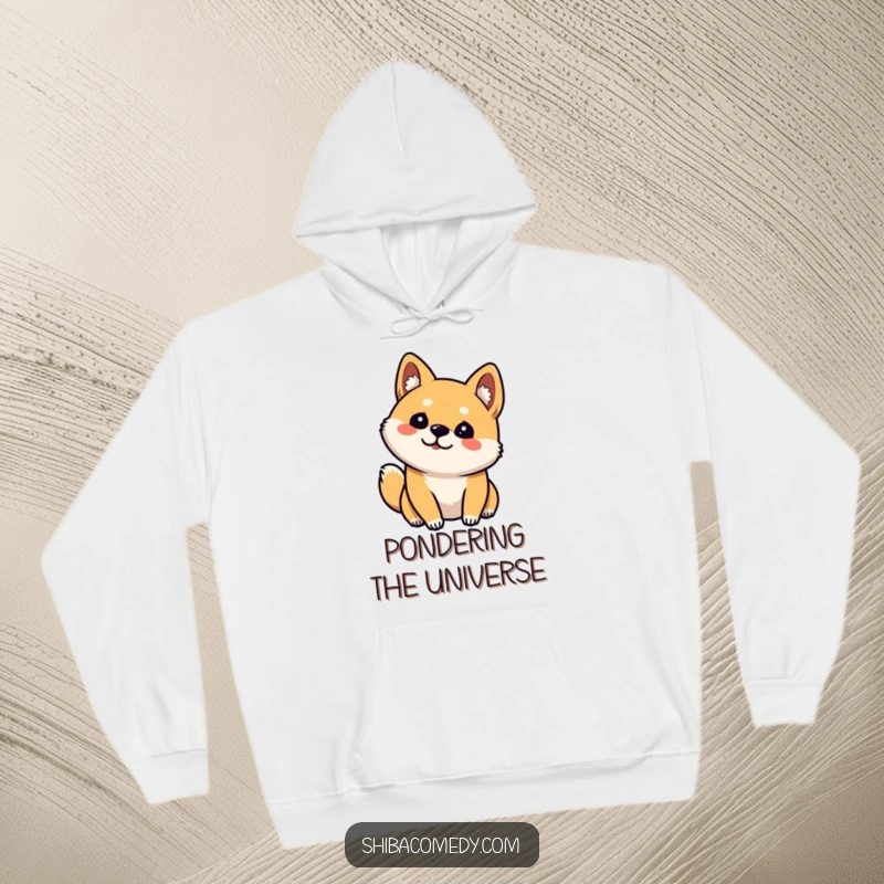 Funny Shiba Inu Hoodie: Warm sweatshirt featuring a curious dog tilting its head with one ear up in an endearing pose.