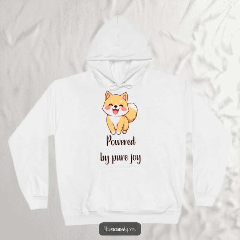 Funny Shiba Inu Hoodie featuring an excited Shiba Inu character wagging its fluffy tail with immense enthusiasm, pure doggy delight.
