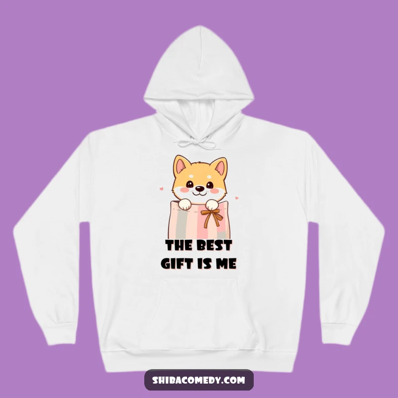 Cozy Funny Curious Shiba Inu Gift Bag Hoodie - Warm Peek Gift!