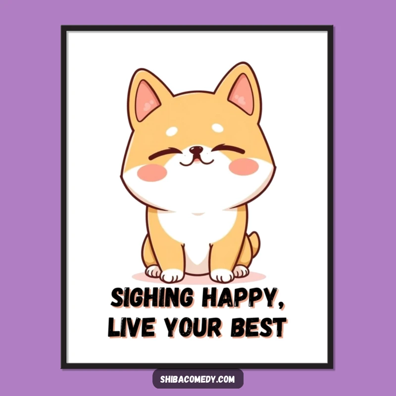 Free Printable Shiba Inu Happy Sigh Wall Art: Calm Dog Downloadable Decor