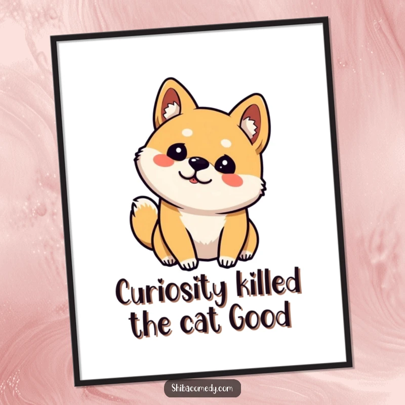 Funny Free Printable Shiba Inu Wall Art: Curious dog tilting head, one ear up, a delightful decor piece.