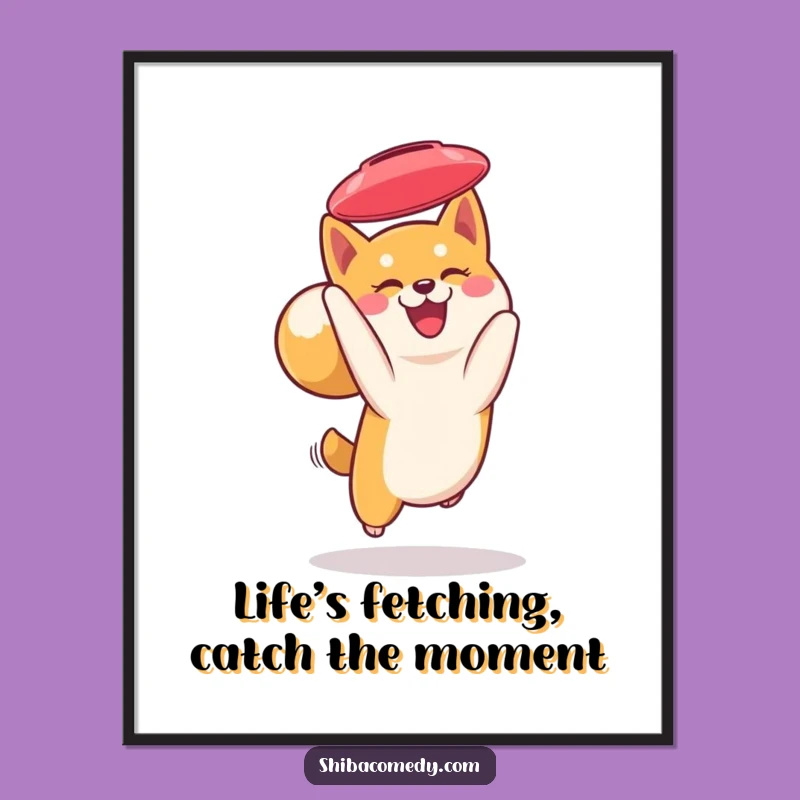 Free Printable Wall Art: Frisbee Shiba Inu - Catchy Download!