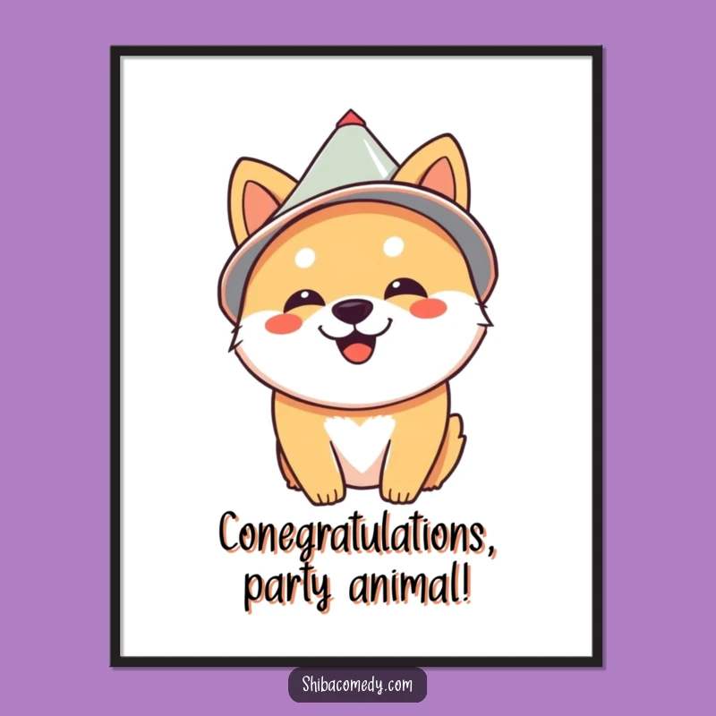 Funny Free Printable Shiba Inu Wall Art - Downloadable Art with Cone Hat Sass!