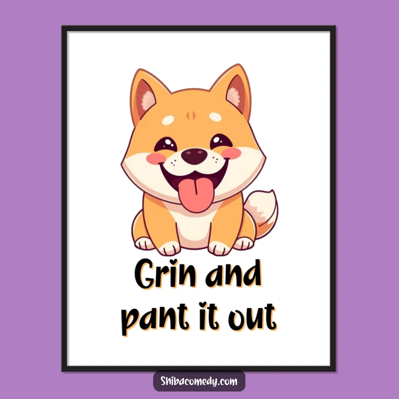 Funny Free Printable Wall Art: Happy Grinning Shiba - Downloadable Dog Art