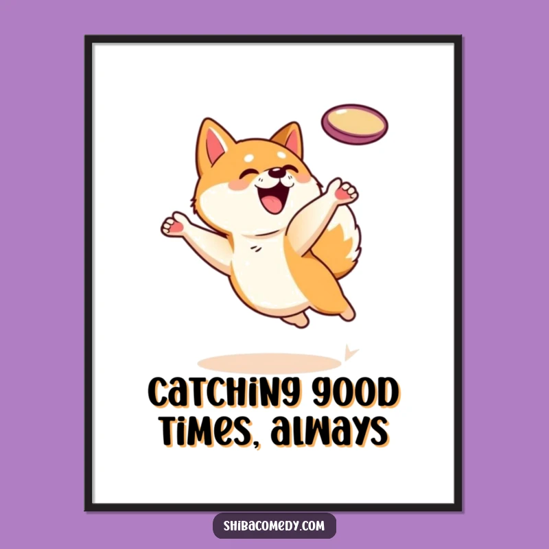 Funny Free Printable Wall Art: Shiba Inu Frisbee Action