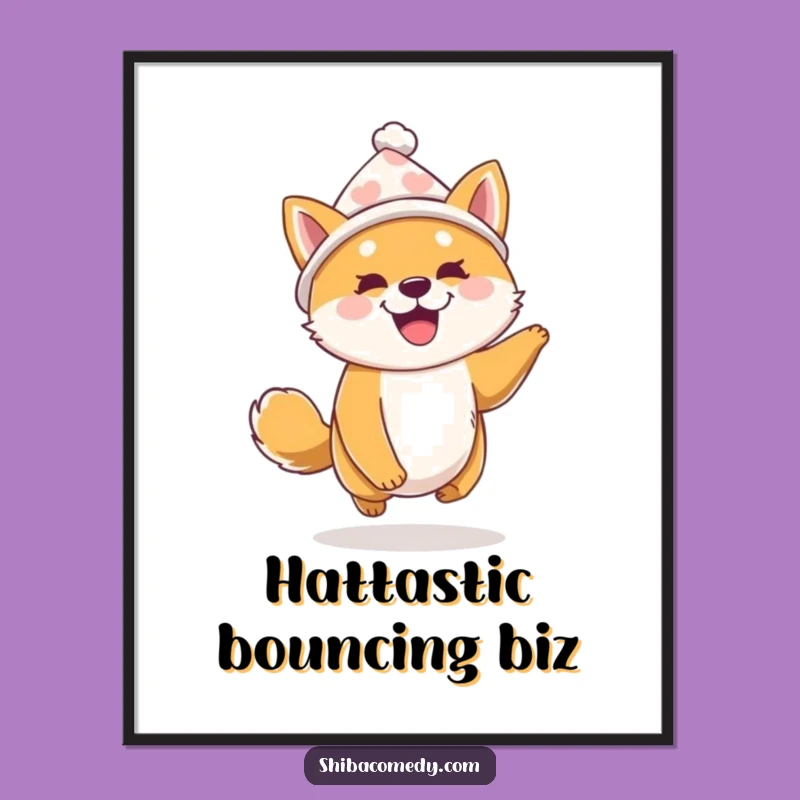 Free Printable Wall Art: Excited Shiba Inu in Hat, Downloadable Art!