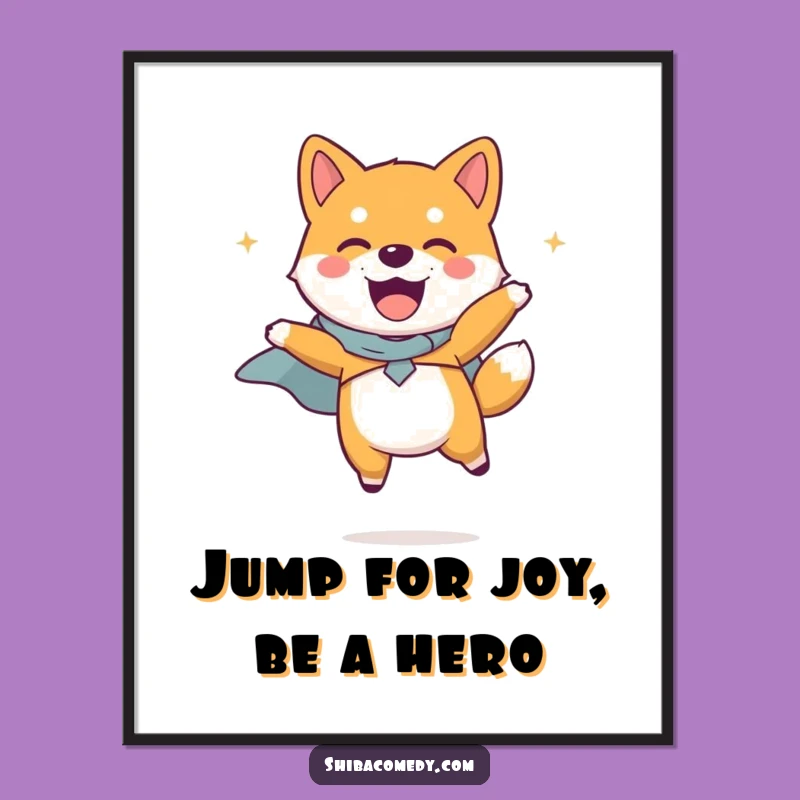 Free Printable Super Shiba Inu Wall Art: Joyful Jump Downloadable Decor