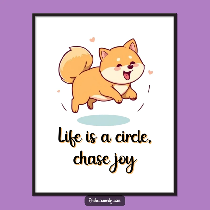 Free Printable Shiba Inu Wall Art: Funny Tail Chase Downloadable Decor