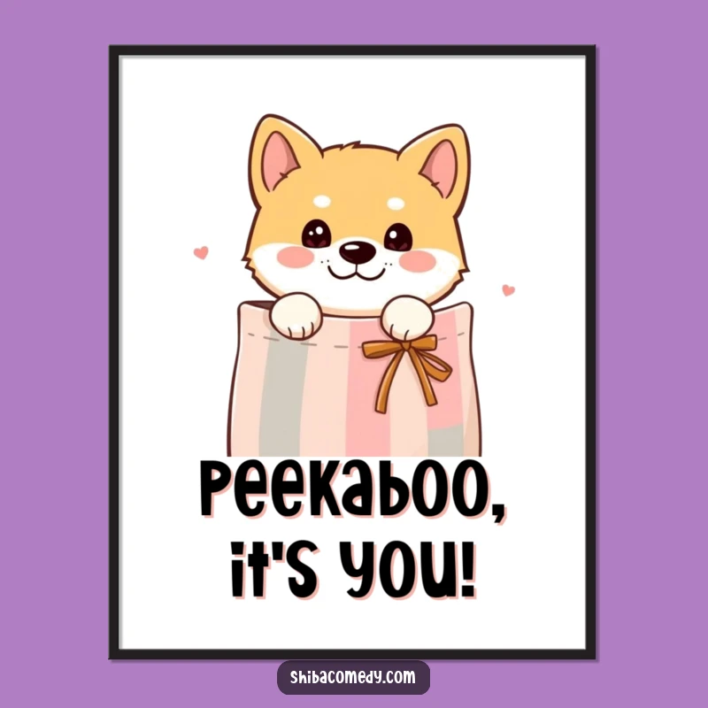 Free Printable Humorous Shiba Inu Art: Gift Bag Peek Downloadable Decor