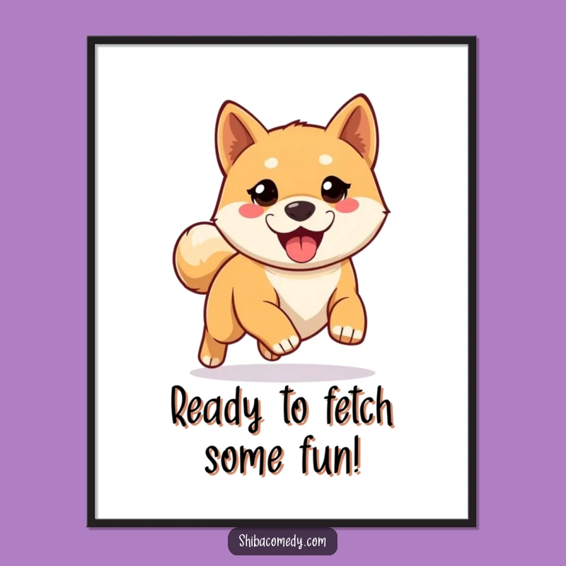 Free Printable Wall Art: Eager Shiba Inu Ready to Run, Funny Dog Decor Download