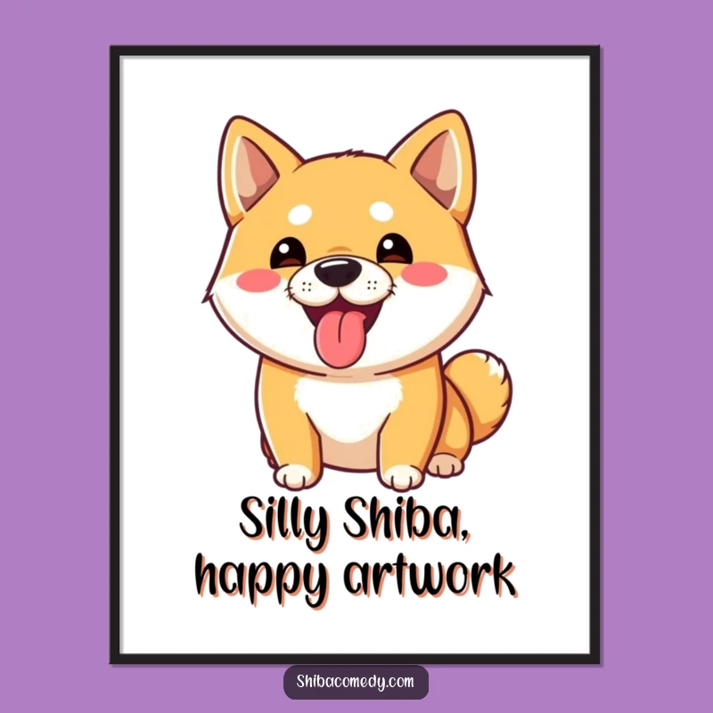 Free Printable Wall Art: Tongue Out Shiba - Funny Dog Downloadable Art Decor