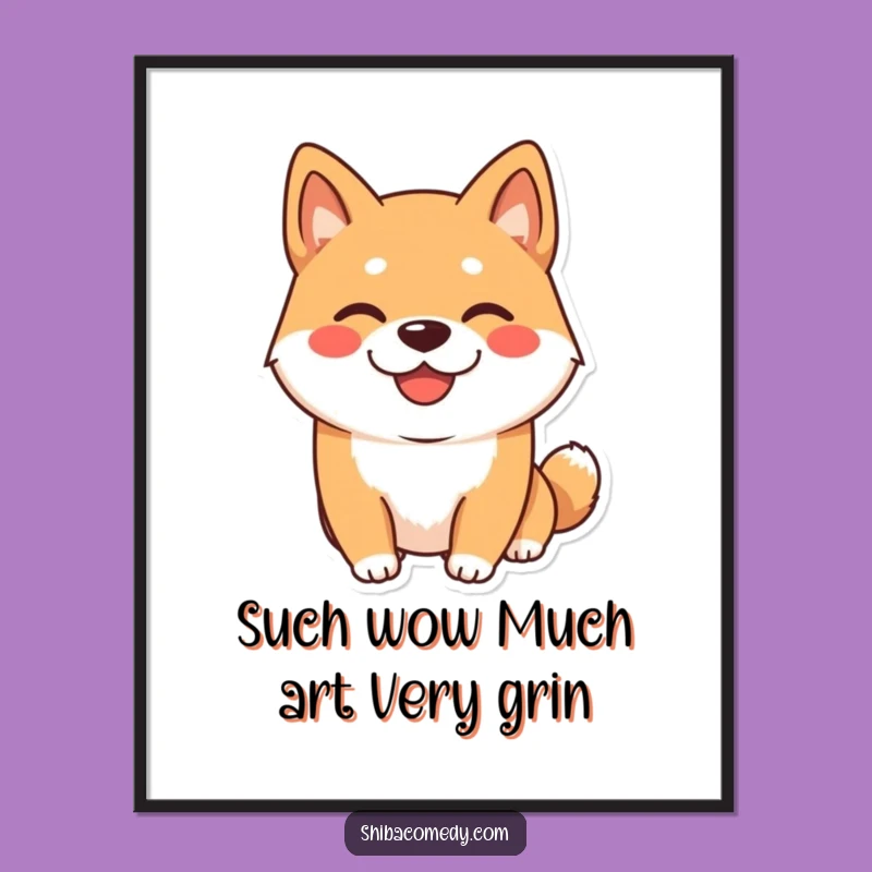 Free Printable Wall Art: Grinning Shiba - Funny Dog Downloadable Art Decor
