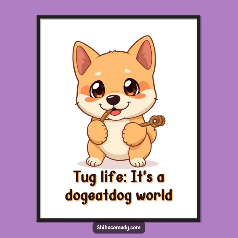 Shiba Inu Tug-of-War Free Printable Wall Art - Energetic Dog Decor