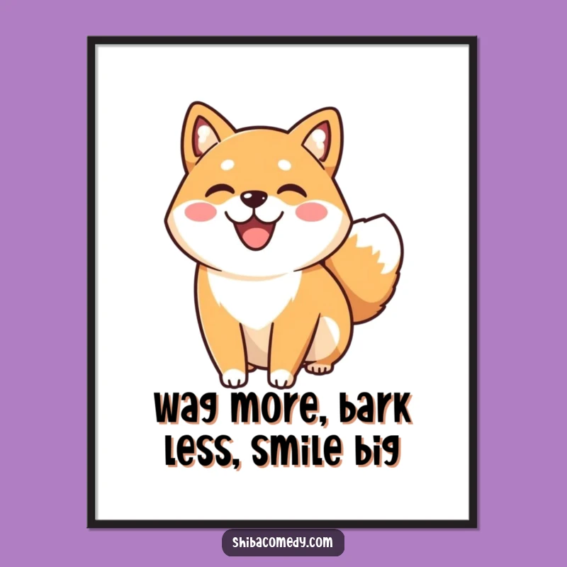 Free Printable Happy Shiba Inu Wall Art: Smiling Wagging Tail Decor