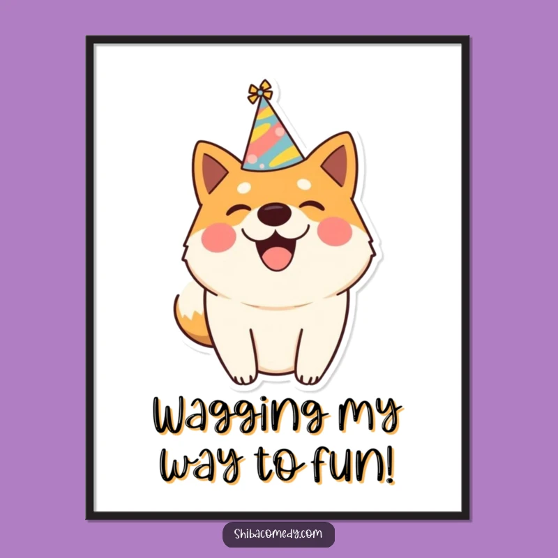 Free Printable Humorous Shiba Inu Art: Party Dog Downloadable Decor