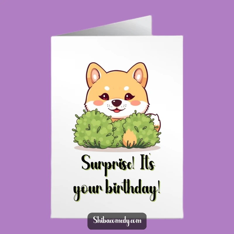 Free Printable Birthday Card: Mischievous Shiba Peeking, Downloadable Gift!