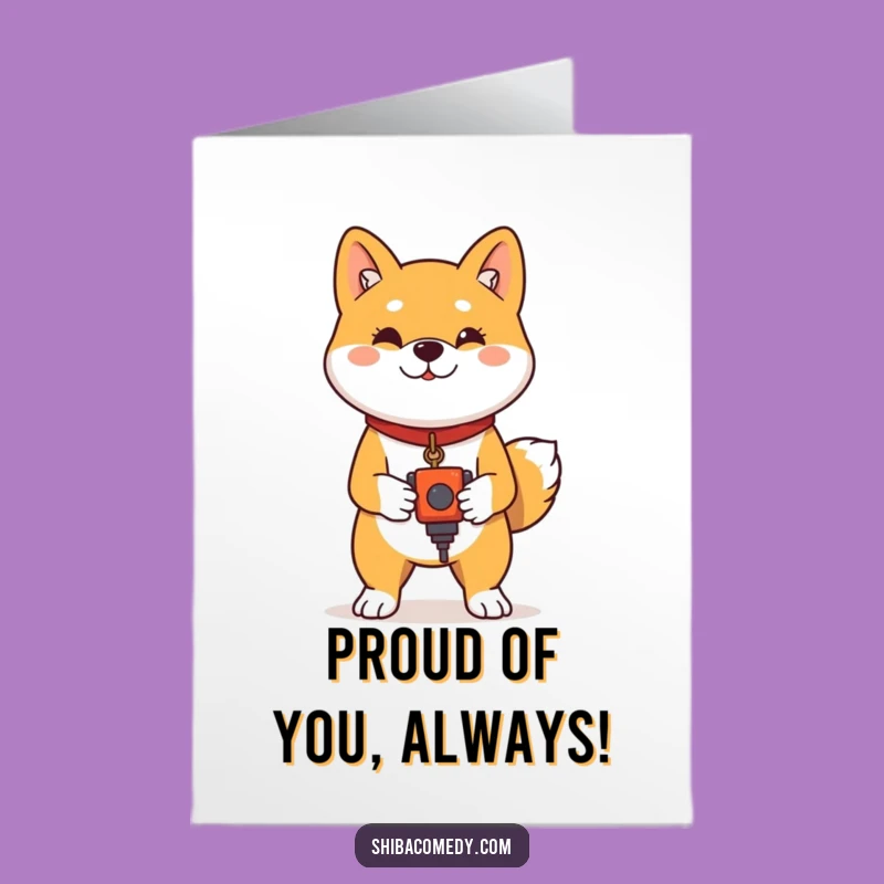 Free Printable Birthday Card: Proud Shiba with Toy, Downloadable Gift!