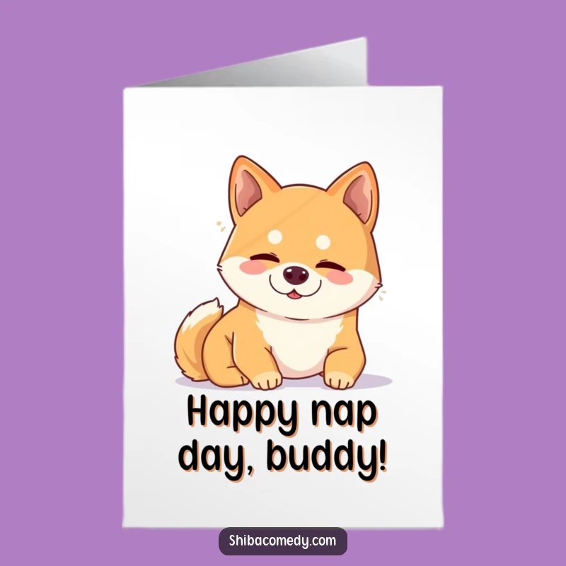 Free Printable Birthday Card: Snoozing Shiba, Content Humorous Downloadable Gift