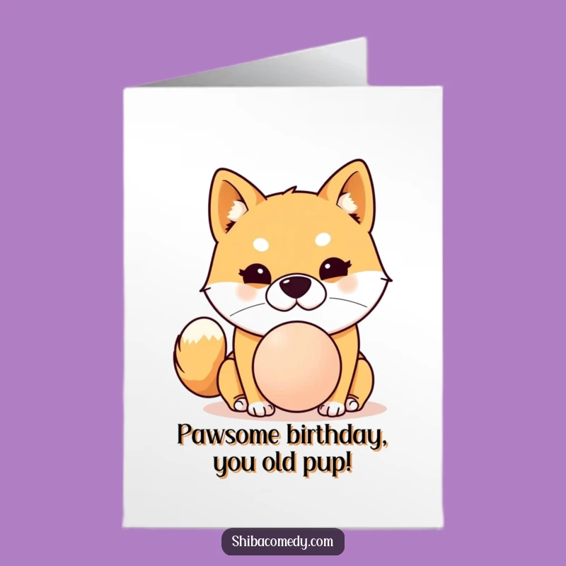 Free Printable Shiba Inu Birthday Card: Funny Dog Balancing Ball - Downloadable Gift