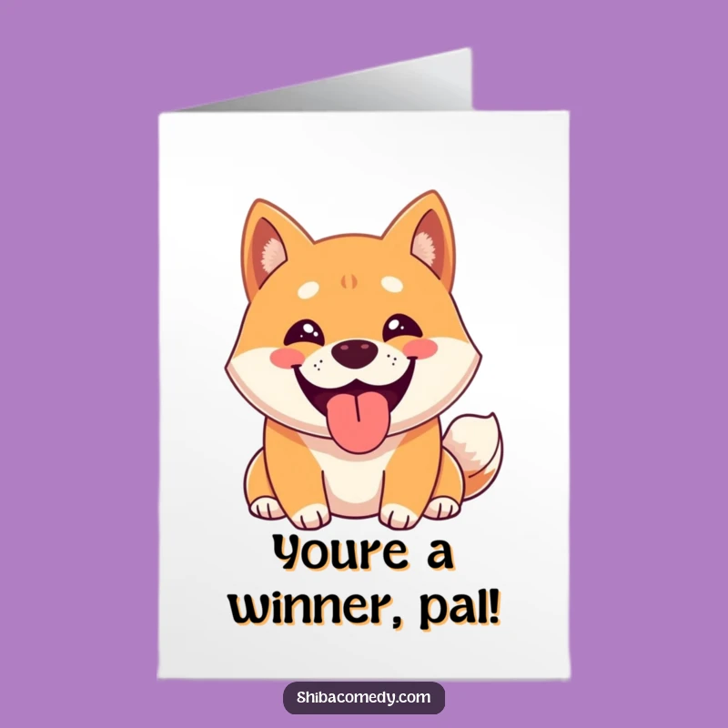 Free Printable Congrats Card: Grinning Shiba Joy - Easy Downloadable Gift