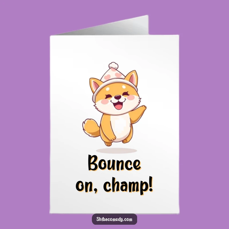 Free Printable Congrats Card: Party Shiba Inu Victory Bounce, Downloadable Gift!