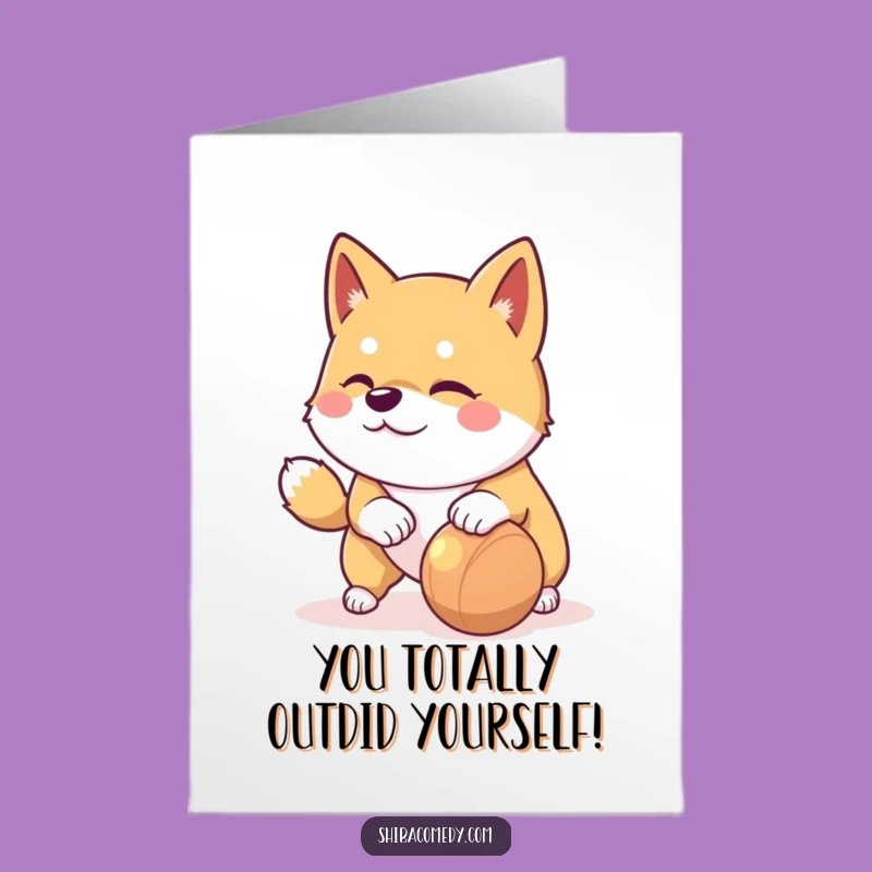 Free Printable Congrats Card: Playful Shiba Win, Humorous Downloadable Gift
