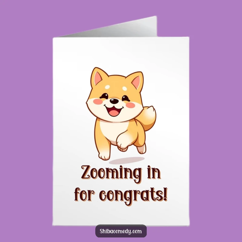 Free Printable Congrats Card: Running Shiba Inu, a high-energy downloadable gift.