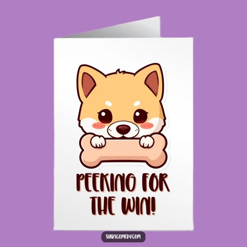 Free Printable Curious Shiba Inu Congrats Card: Dog Bone Surprise Downloadable Gift