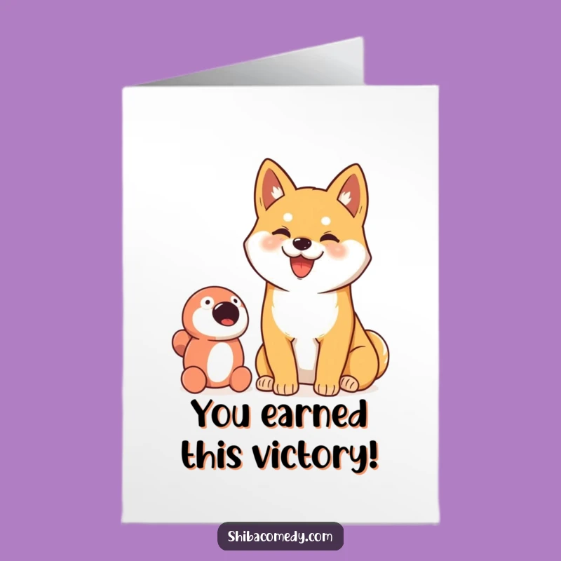 Free Printable Funny Shiba Inu Congrats Card: Proudly with Toy Downloadable Gift