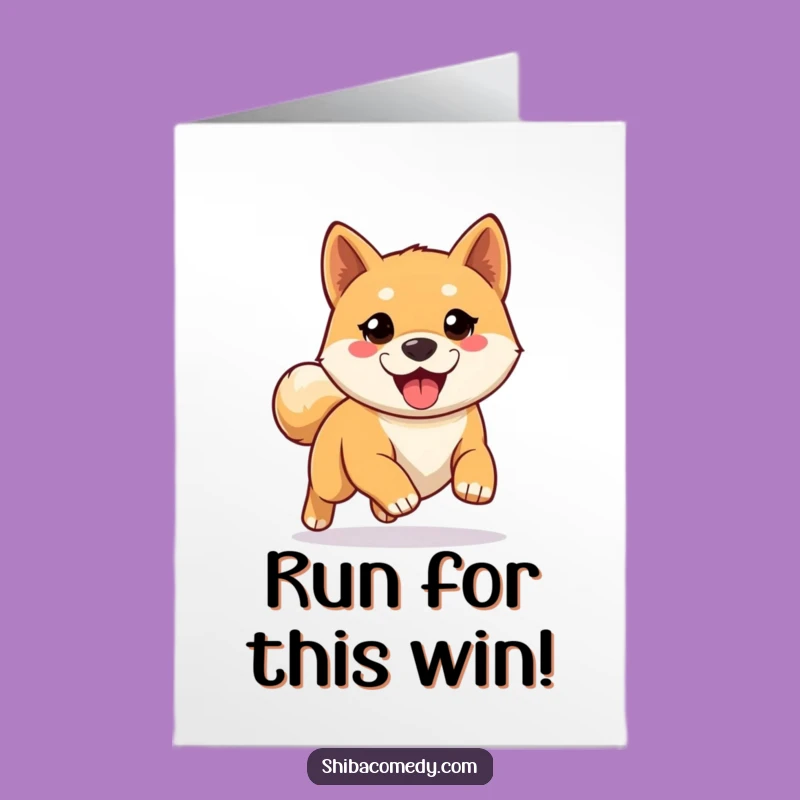 Free Printable Shiba Inu Congrats Card: Eager Runner Dog, Funny Achievement Gift