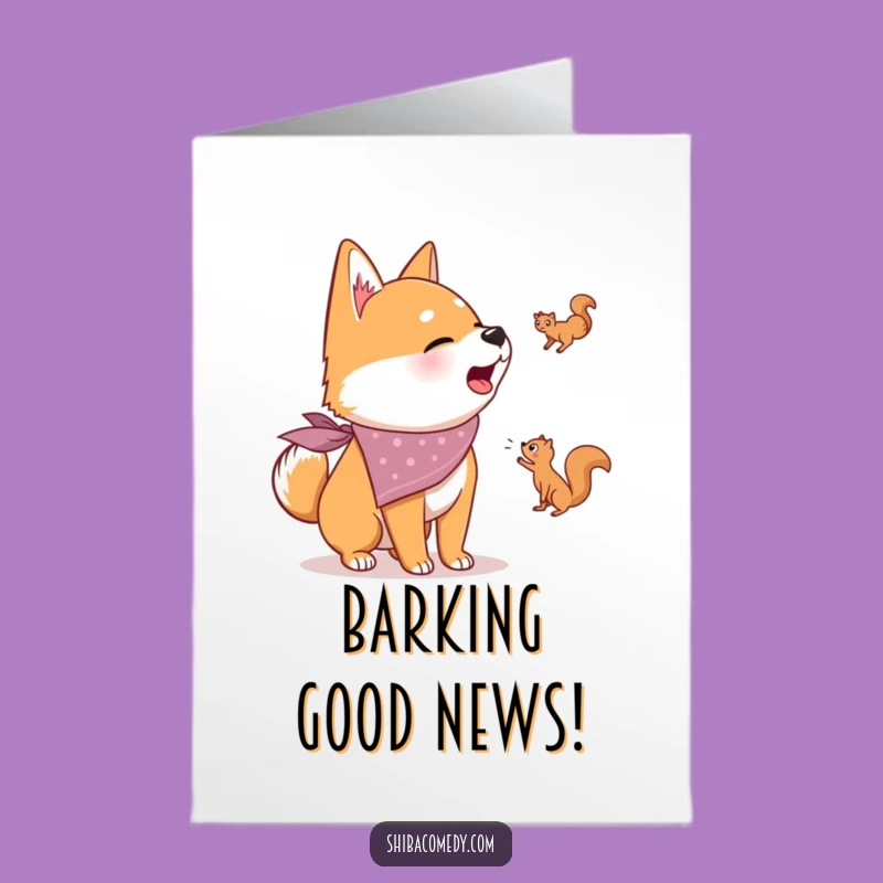 Shiba Inu Squirrel Chase Free Printable Congratulations Card - Funny Dog Downloadable Greeting