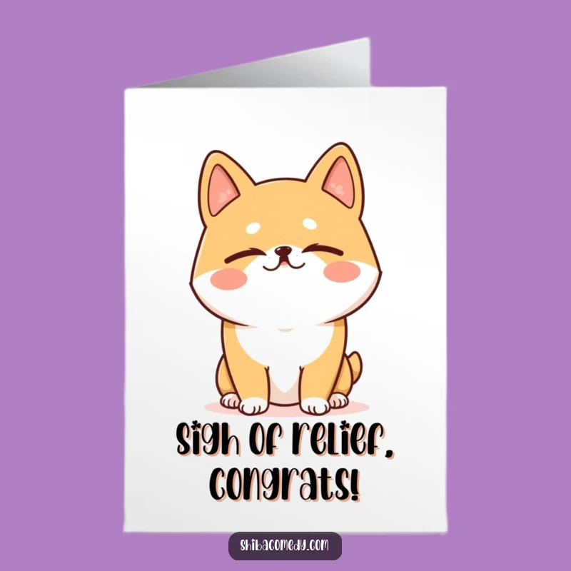 Free Printable Happy Sigh Shiba Inu Congrats Card: Blissful Dog Downloadable Gift