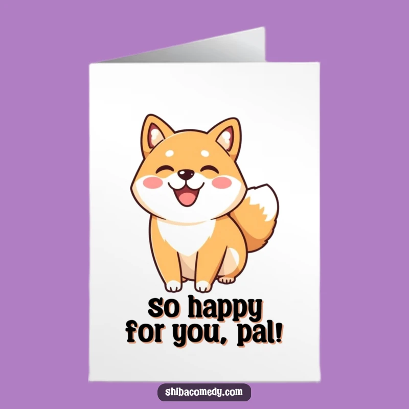 Free Printable Happy Shiba Inu Congrats Card: Wagging Tail Downloadable Greeting