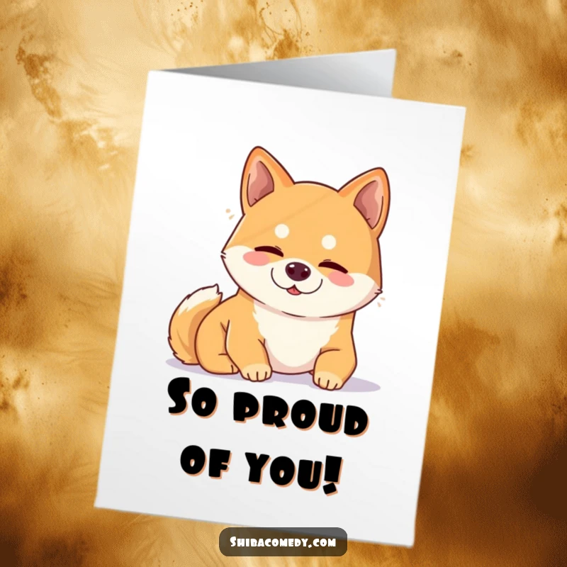 Funny Free Printable Congratulations Card: Content Shiba Inu snoozing, embodying peaceful success.