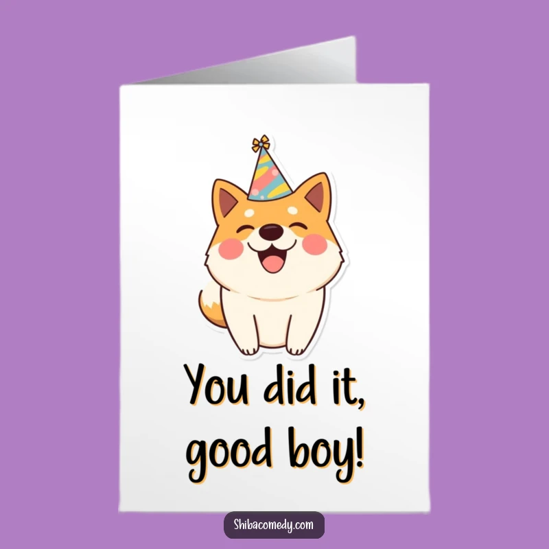 Free Printable Shiba Inu Congrats Card: Party Pooch Downloadable for Success