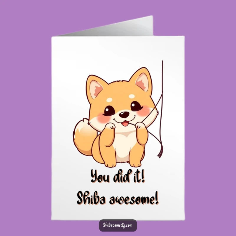 Free Printable Shiba Inu Congratulations Card: Funny Dog Celebrating Downloadable Gift