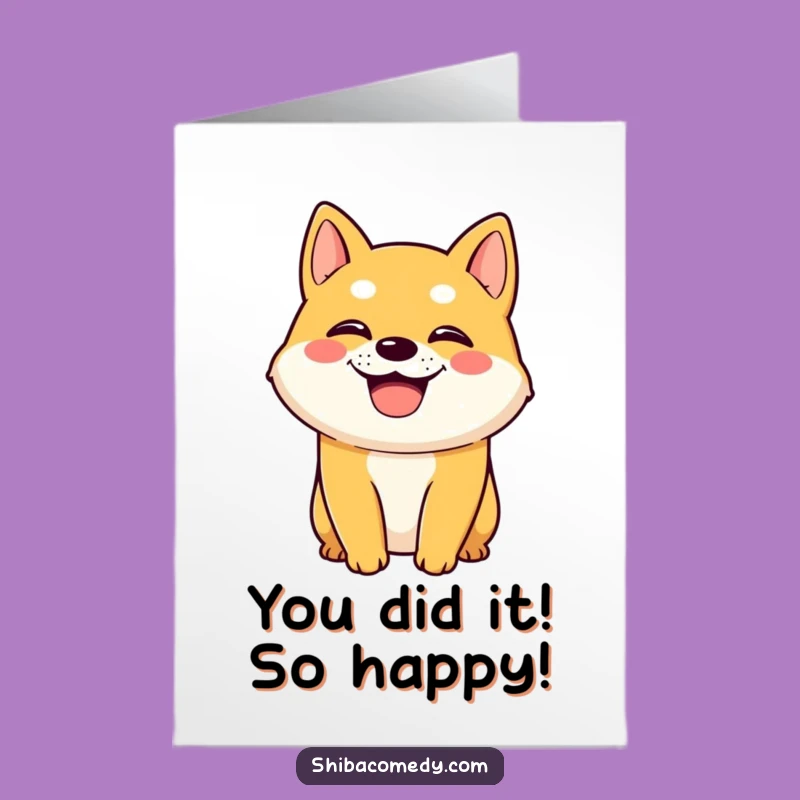 Free Printable Congrats Card: Happy Grinning Shiba Inu