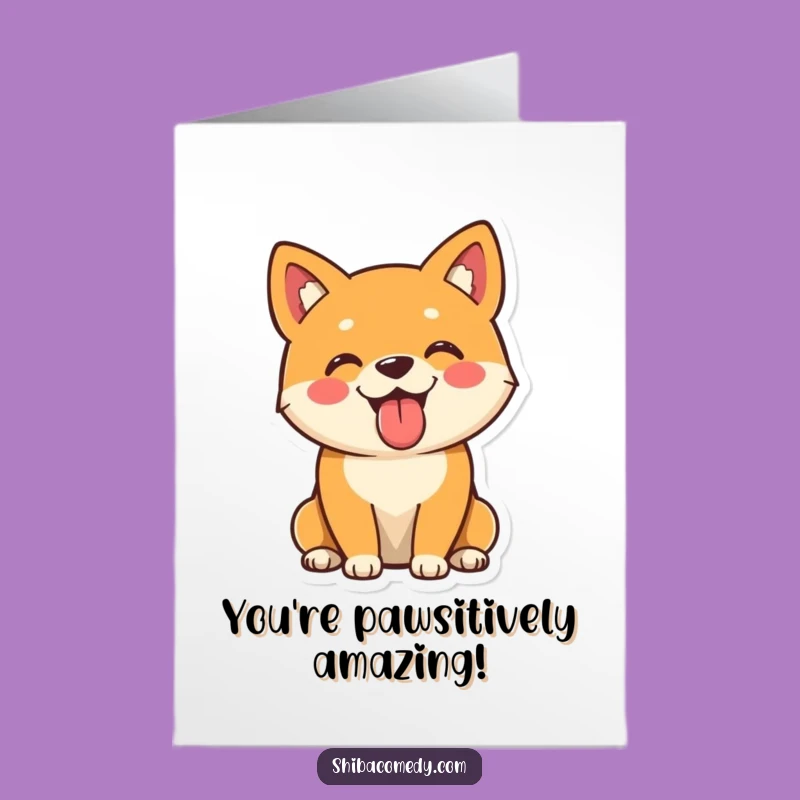 Free Printable Congrats Card: Cheerful Shiba Inu, Hilarious Downloadable Gift for Big Achievements