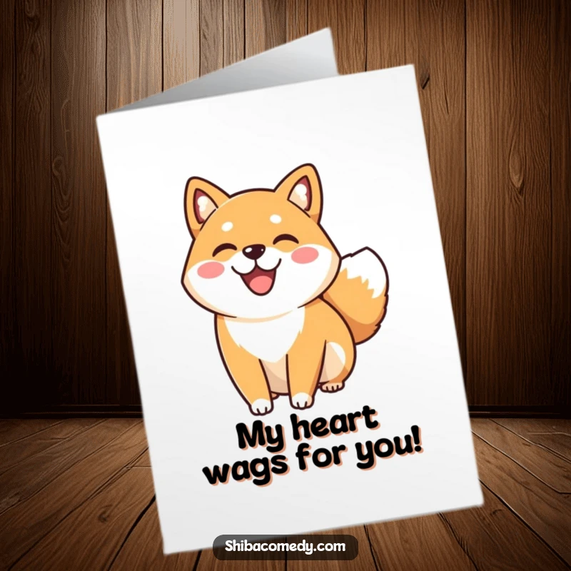 Free Printable Happy Shiba Inu Thank You Card, a smiling Shiba Inu wagging its tail, perfect for heartfelt thanks.