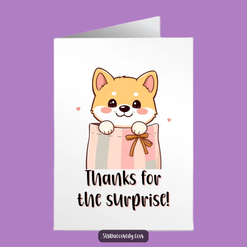Free Printable Shiba Inu Thank You Card: Gift Peek Download Your Thanks
