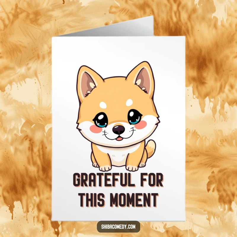 Funny Free Printable Thank You Card: A Shiba Inu with endearing, curious eyes looks forward, ready to express thanks.