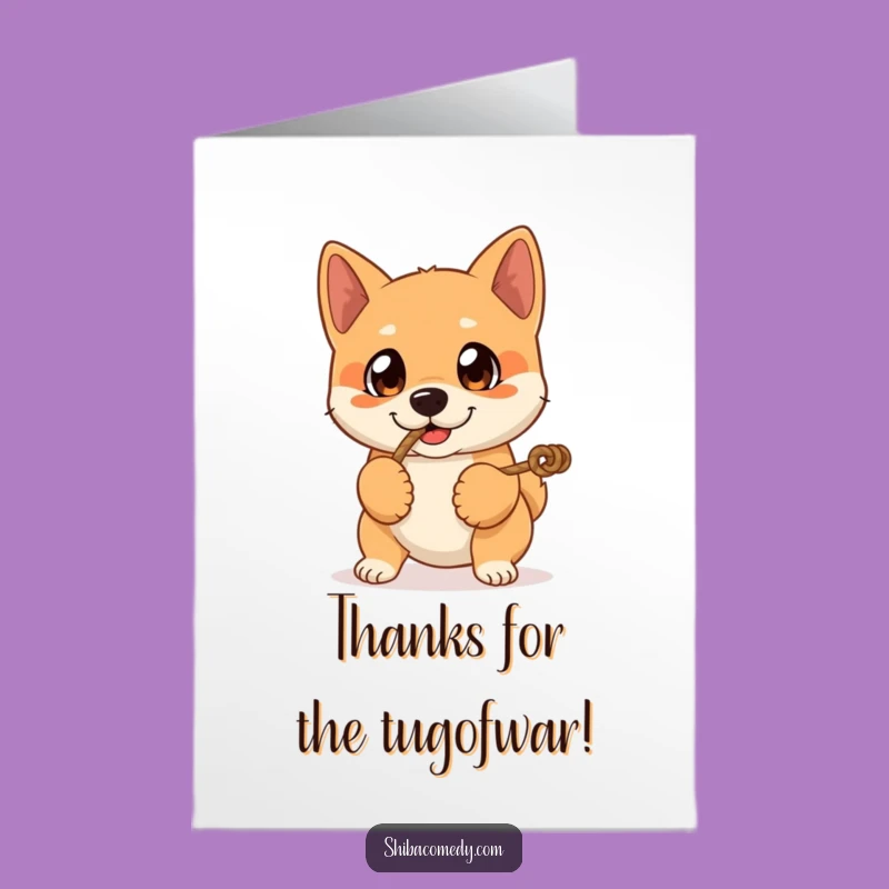 Shiba Inu Tugging Rope Thank You Free Printable Card - Funny Dog